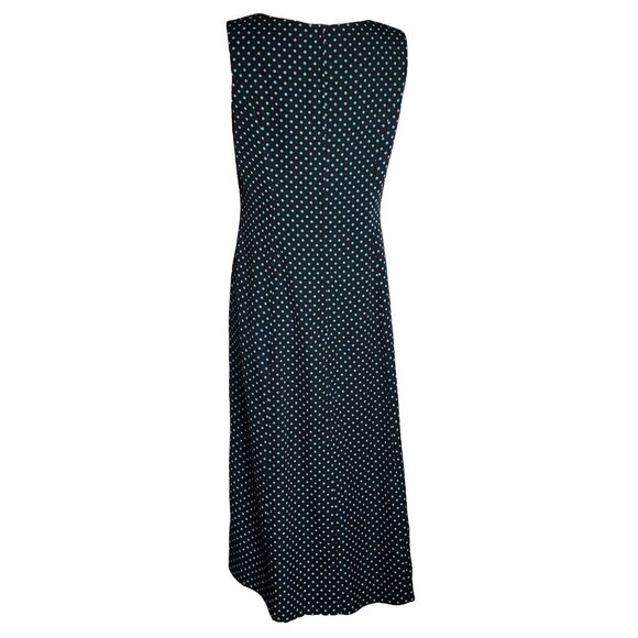 Studio I Dress Womens Size 10 Black Blue Polka Dot Sleeveless Zip Back Pencil - Picture 3 of 7